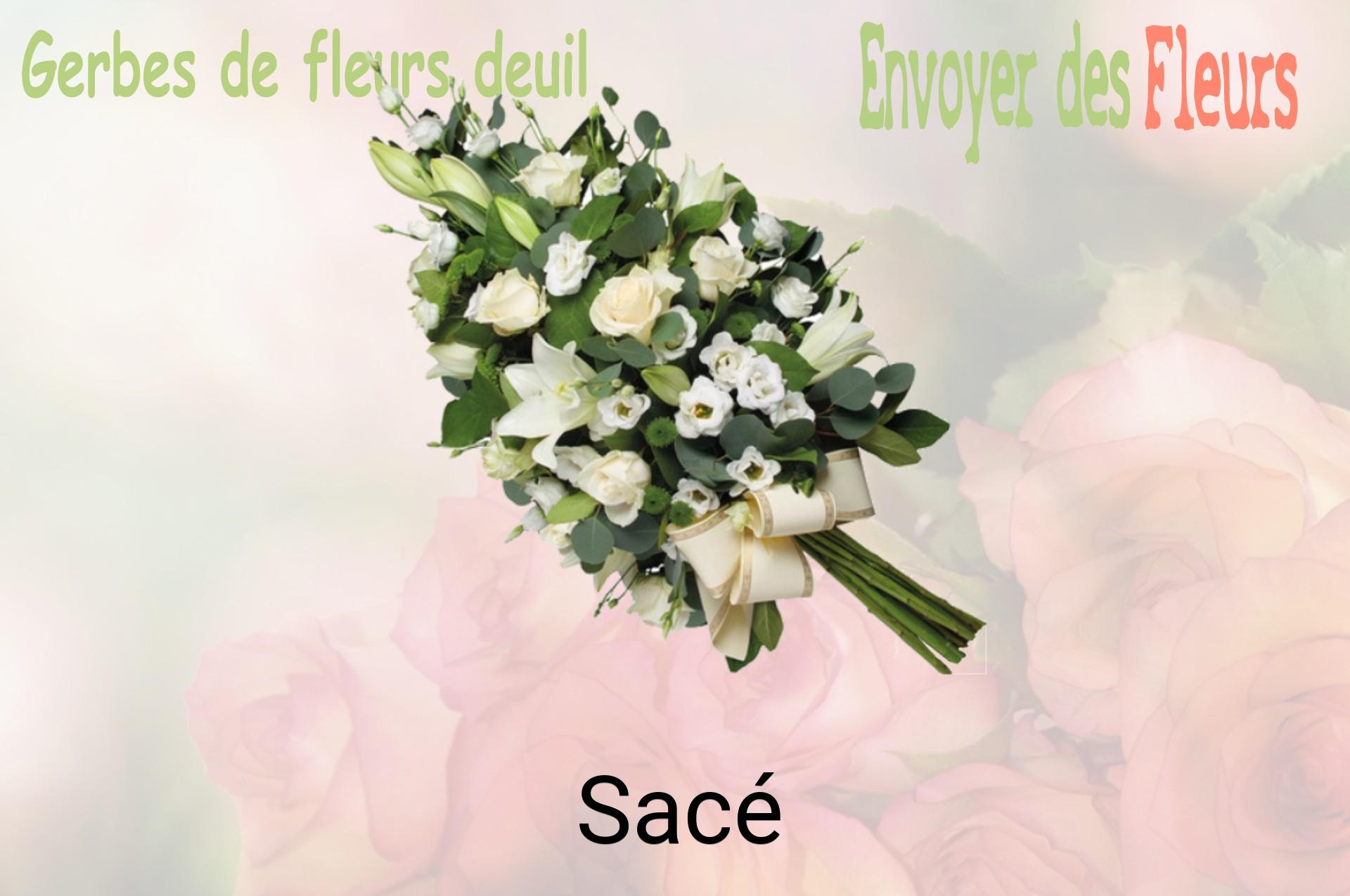 Gerbe de fleurs de deuil livrée à Sacé